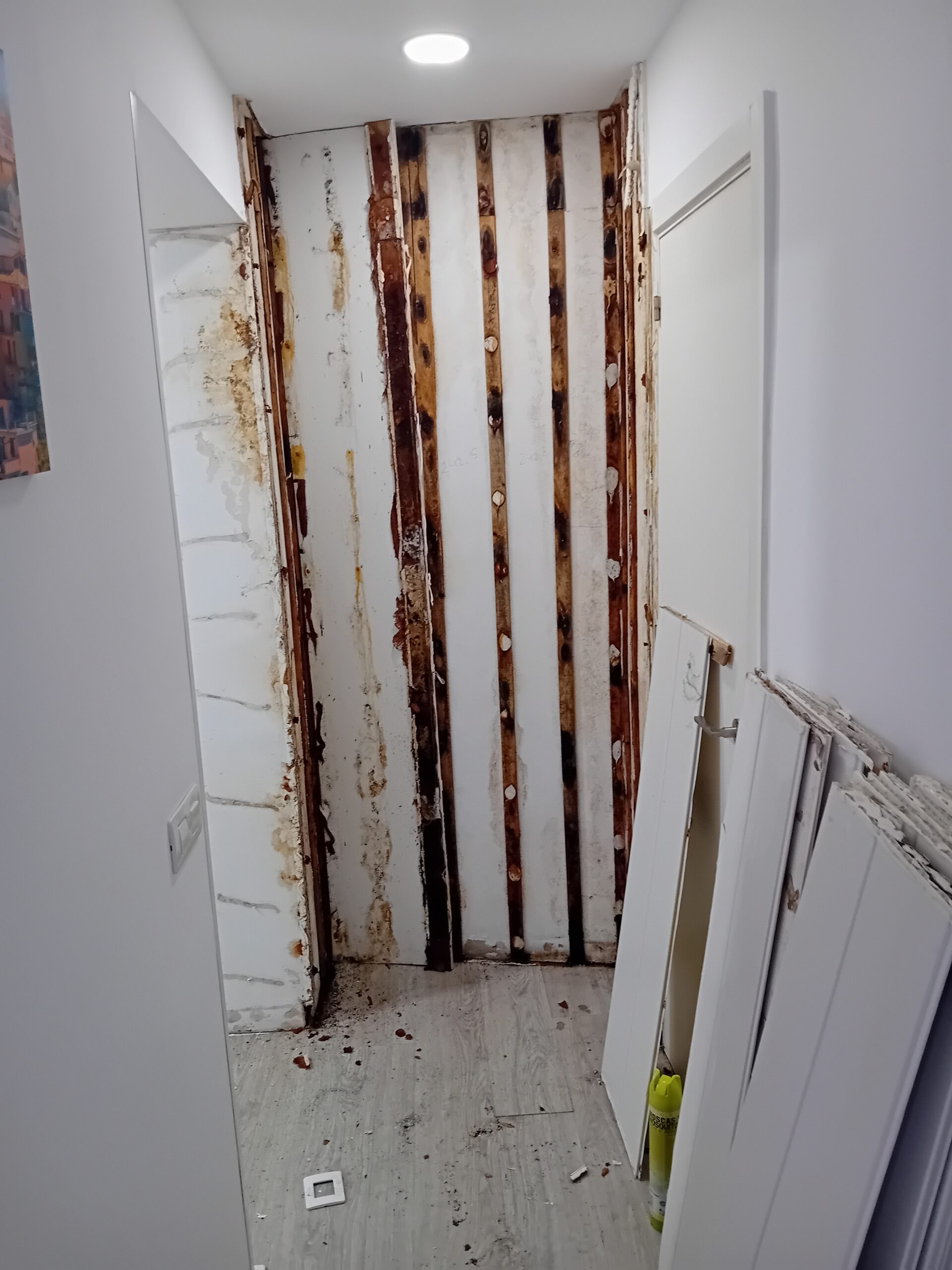 Gesamte Rückwand nach Verkleidung entfernt